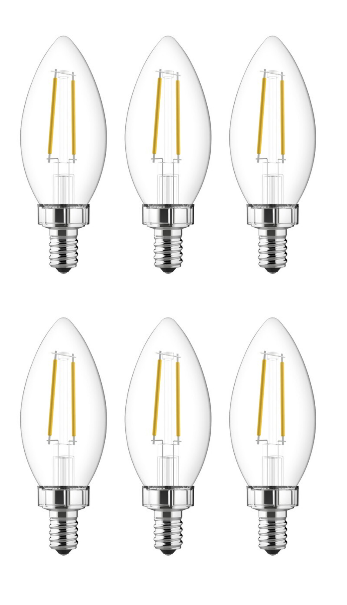 (6 bulbs) GE Relax LED B11 Chandelier Bulbs, 40 watt equivalent using only 4 watts, candelabra base, 300 lumens, Dimmable, soft white, decorative led light bulb