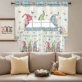 thumbnail image 4 of Happy Easter Gnome Swag Curtains Valance & Tier Set, Rabbit Eggs Butterfly Flowers Spring Blue Plaid 3 Pcs Set Kitchen Swag Valances and Tiers 36 Inch Length Rod Pocket Curtain Drapes for Bedroom, 4 of 9