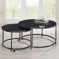 thumbnail image 3 of Rayne Black Faux Marble Glass and Chrome Nesting Cocktail Table Set, 3 of 5