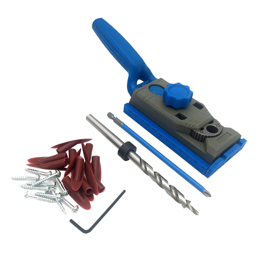 Pocket Slant Hole Drill Jig Locator Kit & Step Drilling Bit Woodworking Tool 