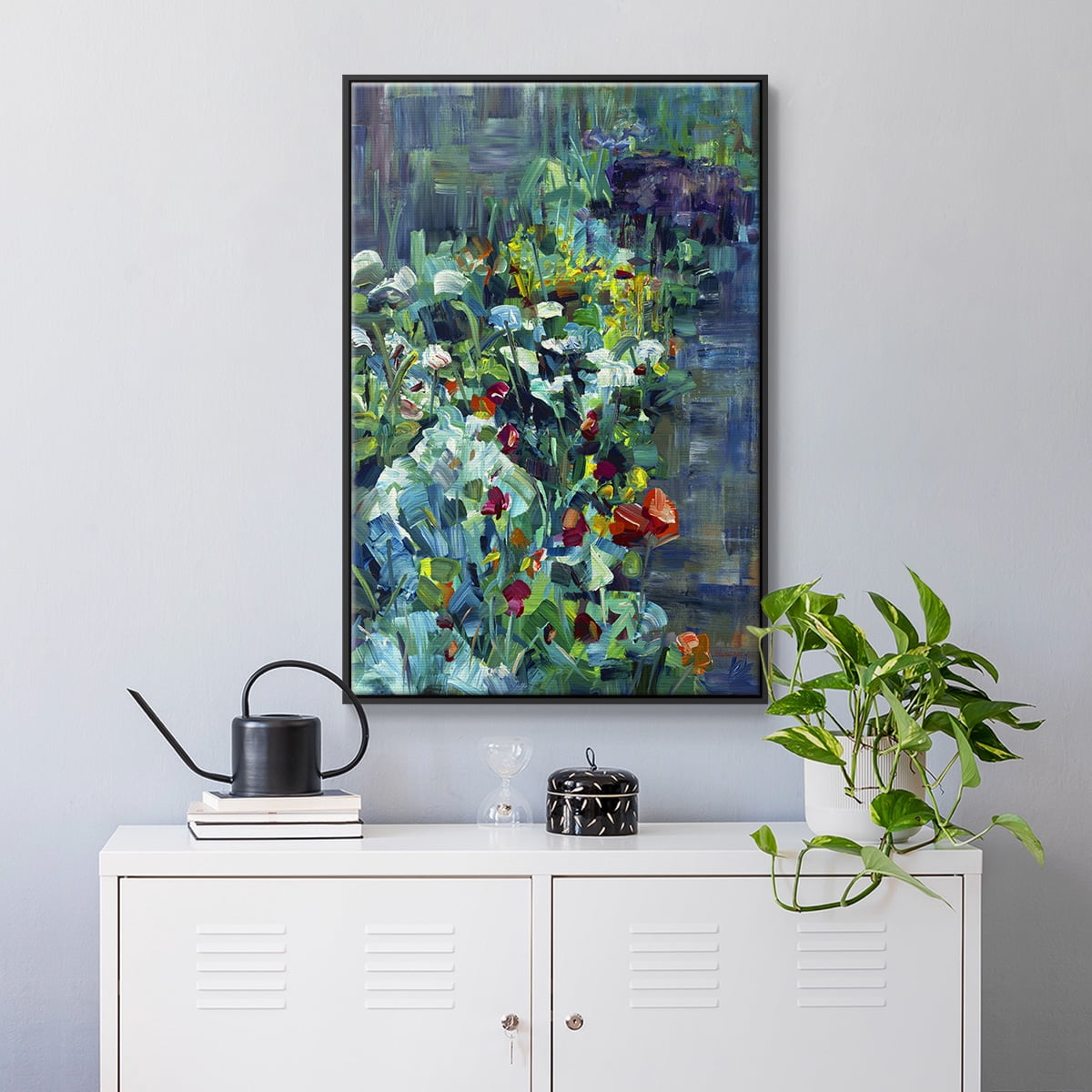 Lots of Love in the Garden Framed Premium Gallery Wrapped Canvas - Ready to Hang - 17 x 25 - Black Floating Frame