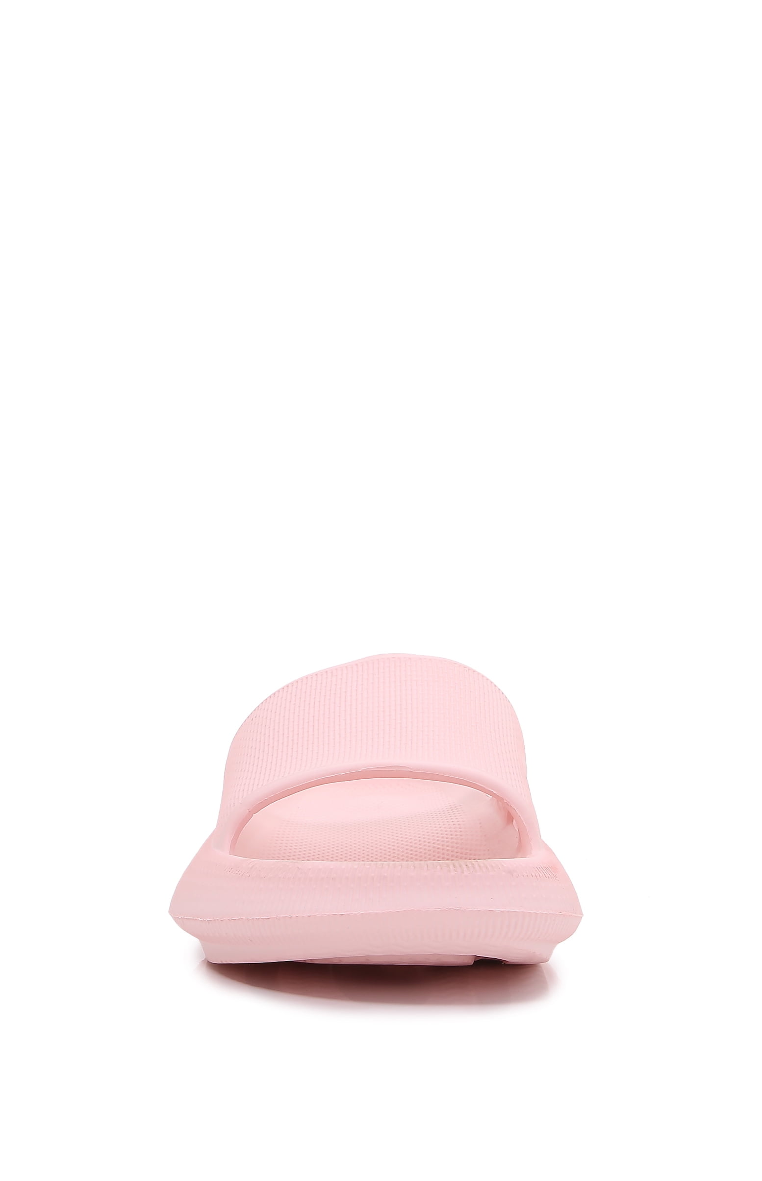 Thick Cushioned Platform Comfy Slippers for Women and Men Summer Beach ?Indoor Outdoor Rubber Open Toe Slides (Pink, Women 8/Men 6)