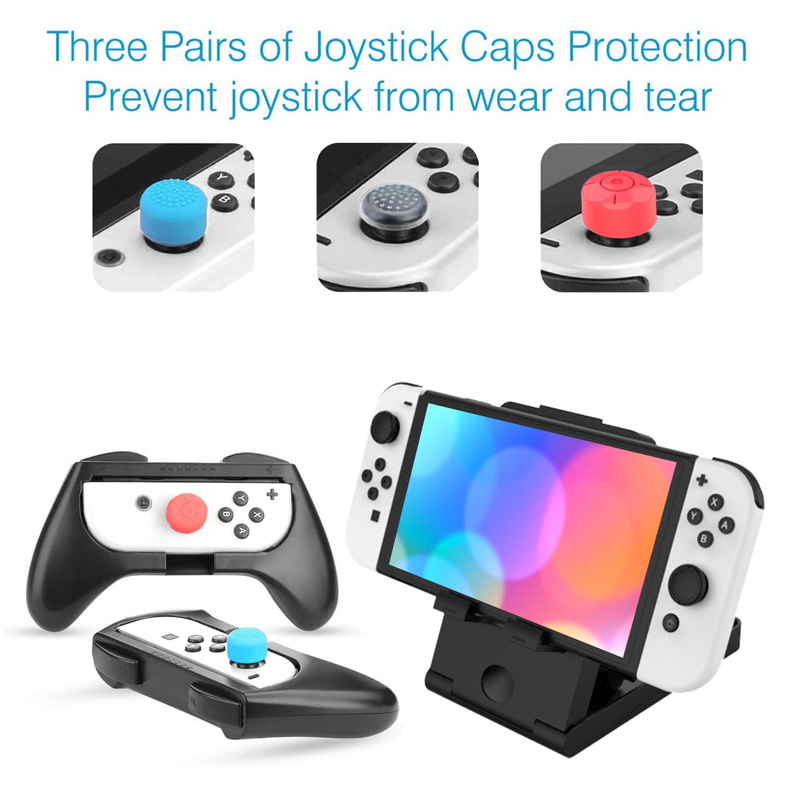  HEYSTOP Case Compatible with Nintendo Switch OLED Model 2021,  Dockable PC Protective Cover with Comfortable TPU Joy-Con Grip Case and 6  Thumb Stick Caps : Everything Else