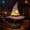 Purple, variant on Stained Glass Witch Hat Lamp Style Resin Night Light, USB Powered Gothic Wizard Hat Table Lamp with Sun and Star Details for Bedroom, Shelf and Halloween Decor (Purple, 7.08in)