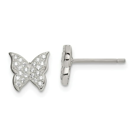 zirconia cubic butterfly earrings silver sterling