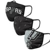 3 Pack San Antonio Spurs Officially Licensed NBA Washable Resuable Face Mask Cover By FOCO