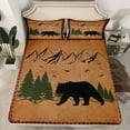 thumbnail image 2 of Homewish Rustic Bear Animal Twin Sheet Sets for Adult, Hippie Woodland Wildlife Twin Fitted Sheet, Countryside Style Flat Sheet, Ultra Soft Bedroom Decor, 3-Piece, 2 of 7