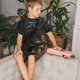 thumbnail image 4 of Balery Gothic Raven Portrait Conjunto de Pijama Infantil de Manga Corta con Estampado – Ropa de Dormir de Algodón Suave-X-Large, 4 of 6