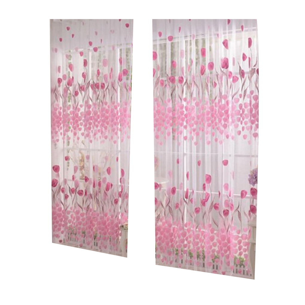 Hi.FANCY Window Screening Curtain Translucent Print Door Room Divider Sheer Flower Window Drapes
