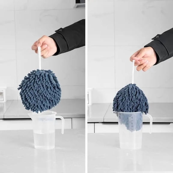 Quick-Dry Chenille Ball Towels 3-Pack, Soft Absorbent Hand Towels for Bathroom & Kitchen Decor