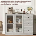 thumbnail image 6 of Senfot 43" Coffee Bar Cabinet with Glass Doors and 3 Drawers, Sideboard Buffet Cabinet with Storage, Storage Cabinet with Adjustable Shelves for Kitchen, Dining Room, Grey, 6 of 9