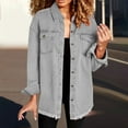 thumbnail image 6 of WCJM White Long Sleeve Shirts for Womens Shirts Washed Denim Shirt Jacket Fashion Casual Women's Jacket, 6 of 6
