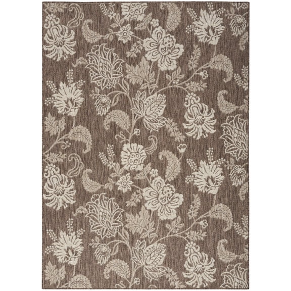 Nourison 4' x 6' Garden Oasis Flatweave Indoor Outdoor Area Rug Mocha