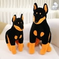 thumbnail image 2 of Kitem Sitting Doberman Pinscher Plush Toy Cute Soft Fluffy PP Cotton Stuffed Dog Animal Plushie Kids Comfort Toy Doll Home Decoration Girlfriend Birthday Gift, 2 of 13