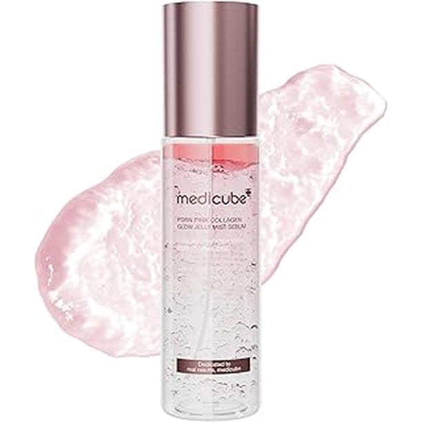 Suero Jelly Mist con colágeno rosa PDRN | Spray iluminador de doble textura con niacinamida, glutatión, ceramida y ácido hialurónico | Para una piel hidratada, luminosa y con aspecto terso | 100 ml