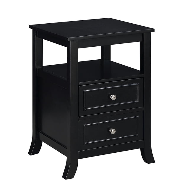 Convenience Concepts Table d'Appoint à Deux Tiroirs Melbourne, Fini Bois Noir