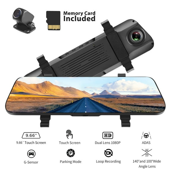 ACUMEN Digital Rear View Mirror 10'' Touch Screen Dual Lens Cameras 1080P Mirror Dash Cam  Night Vision Parking Mode G-Sensor Loop-Recording