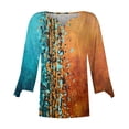 thumbnail image 4 of Dyegold 3/4 Sleeve Shirts For Women Floral Print V Neck Dressy Casual Tunic Tops Vintage Casual Loose Half Sleeve Blouses, 4 of 5