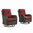 thumbnail image 2 of Unnifurnzi Outdoor Swivel Rocker Patio Chairs-Wicker Patio Swivel Chairs Set of 2 PE Rattan Patio Furniture for Porch Deck Balcony Garden-Brown/Red, 2 of 7