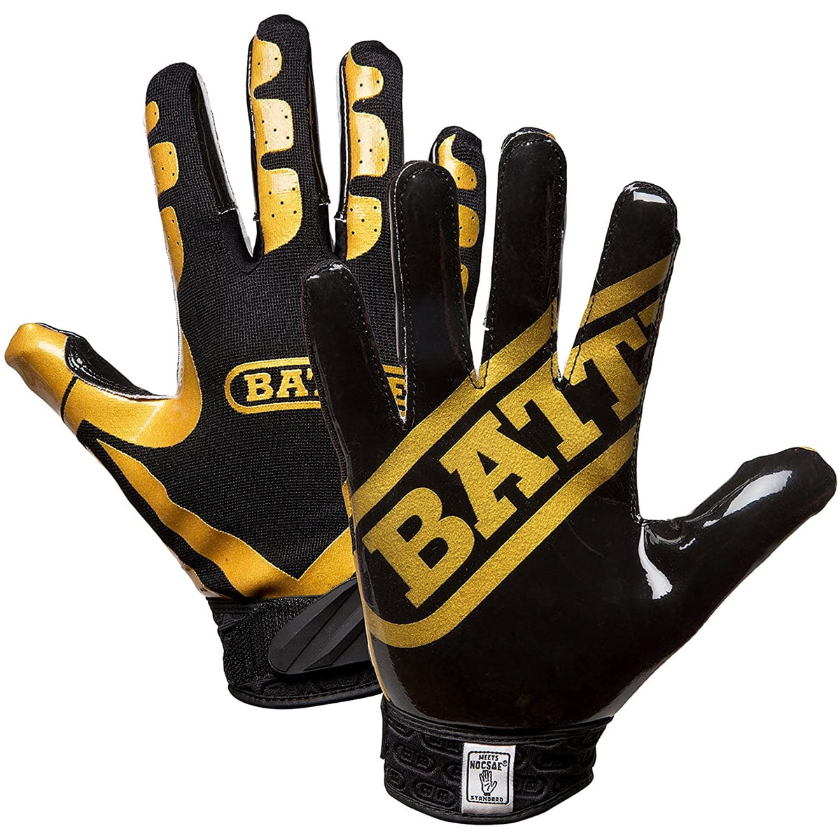 Battle Receivers Double Threat Football Gloves - Youth Large - Gold/Black