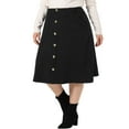 thumbnail image 4 of Agnes Orinda Women's Plus Size Elastic Waist Knee Length Faux Suede Skirt, 4 of 5