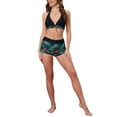 thumbnail image 2 of Women's Leaf Print Color Block Bikini Sets 2 Piece Halter Top Boyshorts Bottom Swimwear Bathing Suits 2 Sets X-Small Dark Blue, Black, 2 of 5