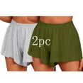 thumbnail image 2 of MIUOWANP Women's Elastic Waist Shorts Solid Color Casual Shorts ComfortableRuffled Leg Shorts Size XXL(Army Green+Gray), 2 of 6
