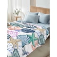 thumbnail image 4 of Coastal Beach Twim XL Size Flat Sheet, Wrinkleproof & Fadeproof Cooling Flat Bed Sheet Only, Watercolor Nautical Starfish Shell Breathable Soft Bedding Top Sheets 66 x 102 Inches, 4 of 8