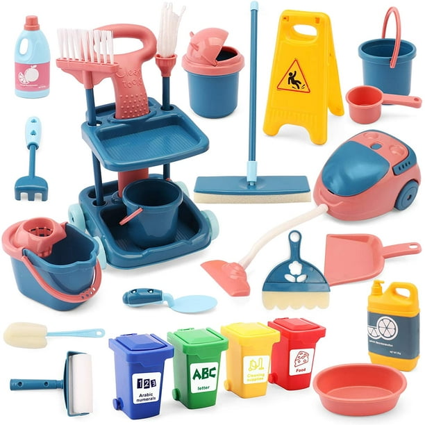 24 Pcs Kids Cleaning Mini Set Toy Cleaning Set Includes Vacume, Broom
