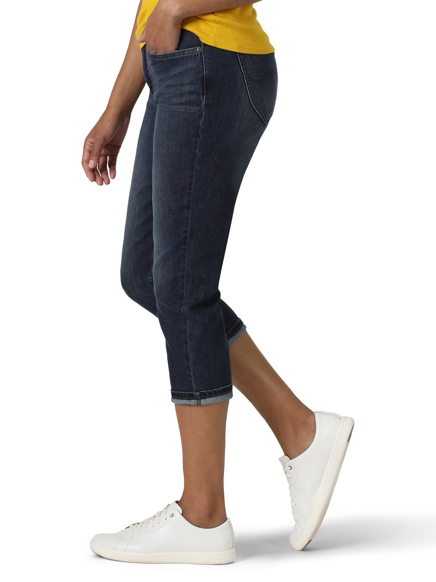 lee riders women's belted cuffed capri jean
