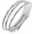 thumbnail image 2 of Sterling Silver Bangle Bracelets,Fashion Jewelry Simple Adjustable 925 Silver Cuff Bangles for Women Mom Wife Valentine Mothers Day Gift, 2 of 7