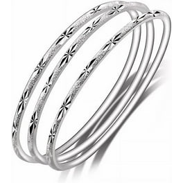 Sterling Silver Bangle Bracelets,Fashion Jewelry Simple