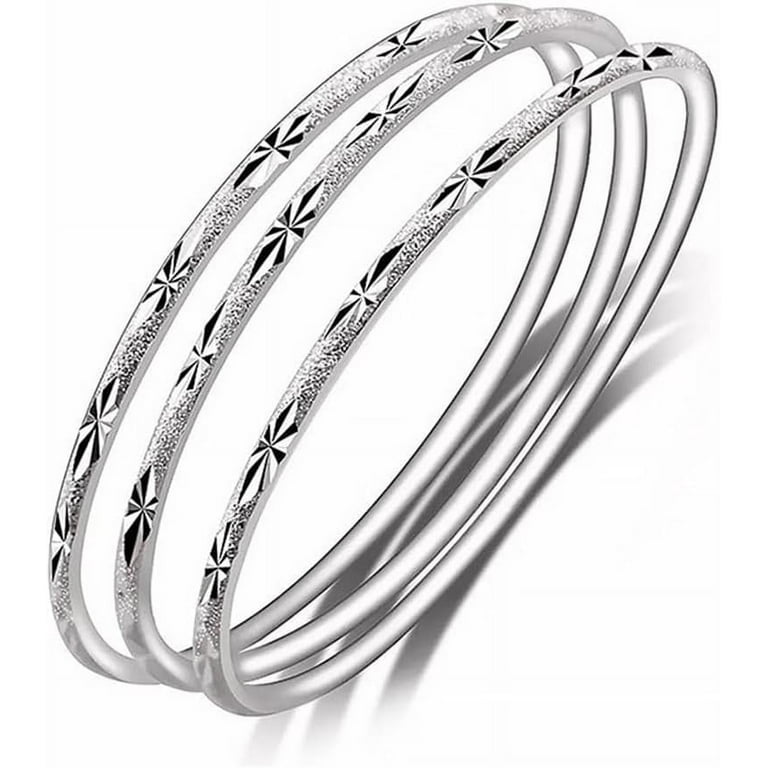 Sterling Silver Bangle Bracelets,Fashion Jewelry Simple