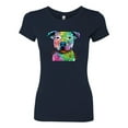thumbnail image 2 of Neon Rainbow Trippy Cute Pitbull Dog Straight at You Dog Lover Womens Slim Fit Junior Tee, Navy, Small, 2 of 3