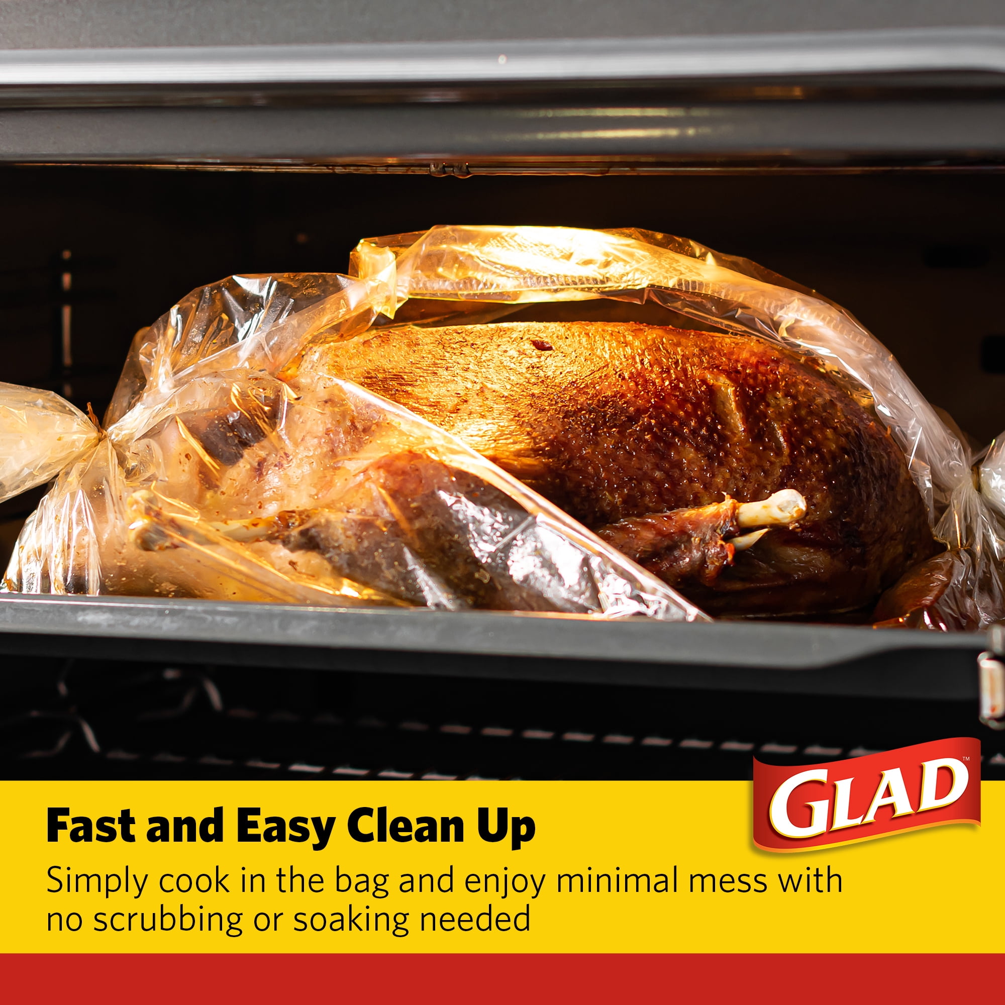 Glad Turkey Size Oven Bags 19 x 23.5 inches, BPA-Free, 2 Count, Fits 8 to 24 lbs