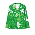 thumbnail image 4 of cllios Womens St Patrick's Day Pajama Set Button Down Long Sleeve Shirts and Elastic Waist Pants Green Lounge Sets Homewear Lucky 2 Piece Outfits, 4 of 4