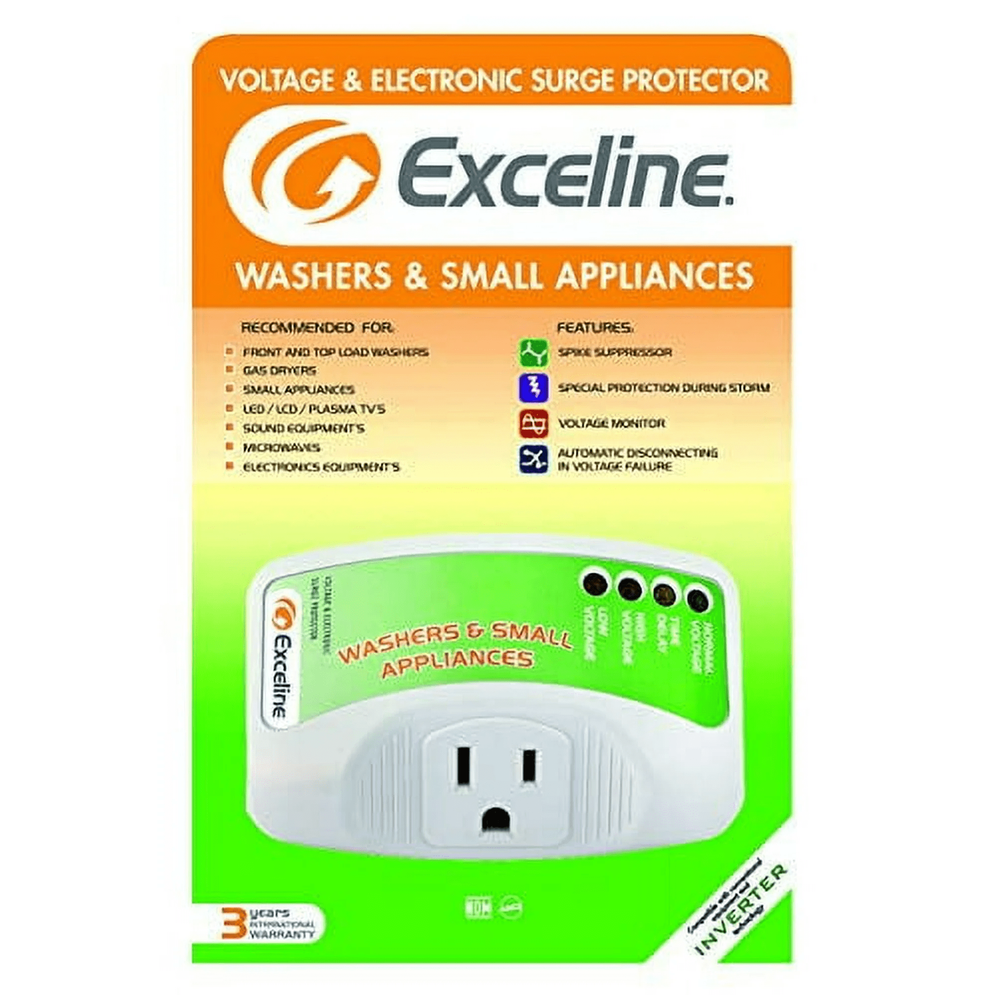 Exceline Electronic Power Surge Protector for Washers and Small Appliances