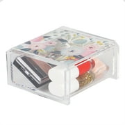 Home Basics Floral Plastic Cosmetic Box, Clear