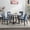 Blue, variant on Roundhill Furniture Edo 5-Piece Dining Set, Round Trestle Table and 4 Upholstered Chairs, Gray and Blue