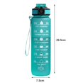 thumbnail image 2 of Hariumiu 1000ml Water Cup Food Grade Leakproof Large Capacity with Time Marker Lanyard Design Dust-proof Motivational Sports Water Bottle with Straw Office Supplies-Green, 2 of 8