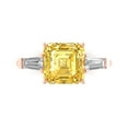 thumbnail image 2 of 3ct asscher cut yellow natural citrine 18k rose gold 3 stoneBridal Wedding Engagement Promise Anniversary Ring for Women size 10.25, 2 of 7