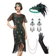 thumbnail image 1 of Vestido SWEETV Great Gatsby para mujer Roaring 20s verde talla M, 1 of 6