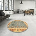 thumbnail image 4 of Ahgly Company Machine Washable Indoor Square Abstract Dark Gold Brown Area Rugs, 7' Square, 4 of 7