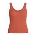 thumbnail image 5 of Duoif Womens Tank Tops, Ribbed Square Neck Vest, Summer Knitted Sweater Top Womens Shirts Orange S, 5 of 5