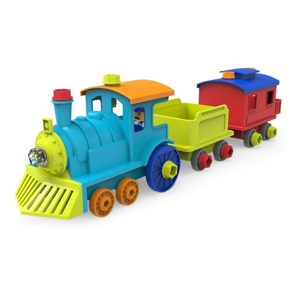 Educational Insights Design & Forage Tout à Bord du Train, 30 Pcs Jouet à Démonter avec Perceuse Électrique, Jouet STEM, Cadeau pour Garçons & Filles, 3 Ans et Plus