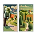 thumbnail image 2 of Designart "Rustic Mountains Abstract Landscape II" Abstract Landscape Framed Wall Art Set Of 2 - Modern Green Gallery Wall Frame Set For Home Decor, 2 of 6