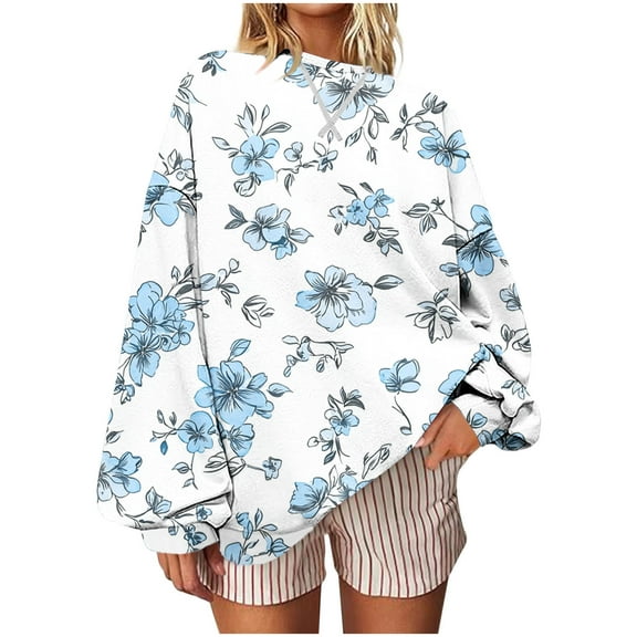 Pohista Crewneck Sweatshirts Women Summer Shirts Women's Blouses Long Sleeve Loose Fit Tops My Items Saved for Later
