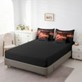 thumbnail image 4 of Electric Guitar Comforter Set Queen Size with Sheets -7 Pieces Bed in a Bag Music Stringed Instruments Bedding Sets,Burning Orange Fire Flame Bed Set with Comforter,Sheets,Pillowcases & Shams, 4 of 5