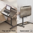 thumbnail image 4 of Laptop Table Mobile Adjustable Height Portable Desk Notebook Swivel PC Computer Rolling Desk with Wheels, Laptop Stand for Couch Bedside Hospital Bed Table (Dark Walnut), 4 of 10