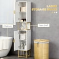thumbnail image 3 of 2-Piece White Bathroom Storage Cabinet Set, Tall Floor Standing & Wall Mounted Cabinets with Adjustable Shelves, Diamond Chevron Pattern, Gold Handles for Small Bathrooms, 3 of 7